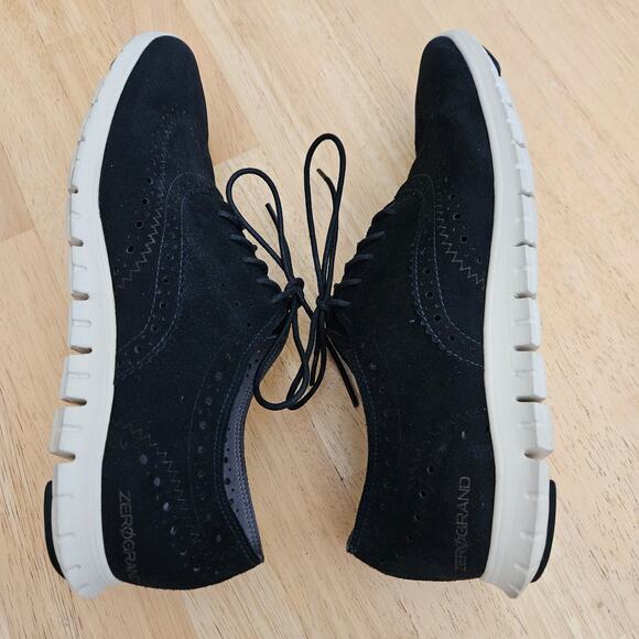 Cole Haan Suede ZeroGrand Wingtip Oxford Sneakers Black 8.5B - Picture 6 of 9